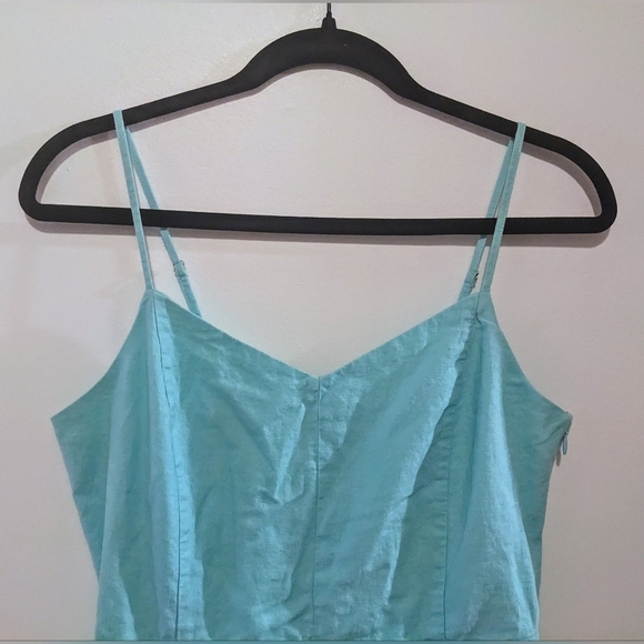 J. Crew Linen Blend Midi Slip Dress Sunwashed Mint sz 8 - Picture 7 of 13